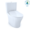 TOTO Aquia IV Two-Piece Elongated Dual Flush 1.28 and 0.9 GPF Toilet with CEFIONTECT and SoftClose Seat, WASHLET+ Ready, Cotton White, Vitreous China, MS446234CEMFGN#01