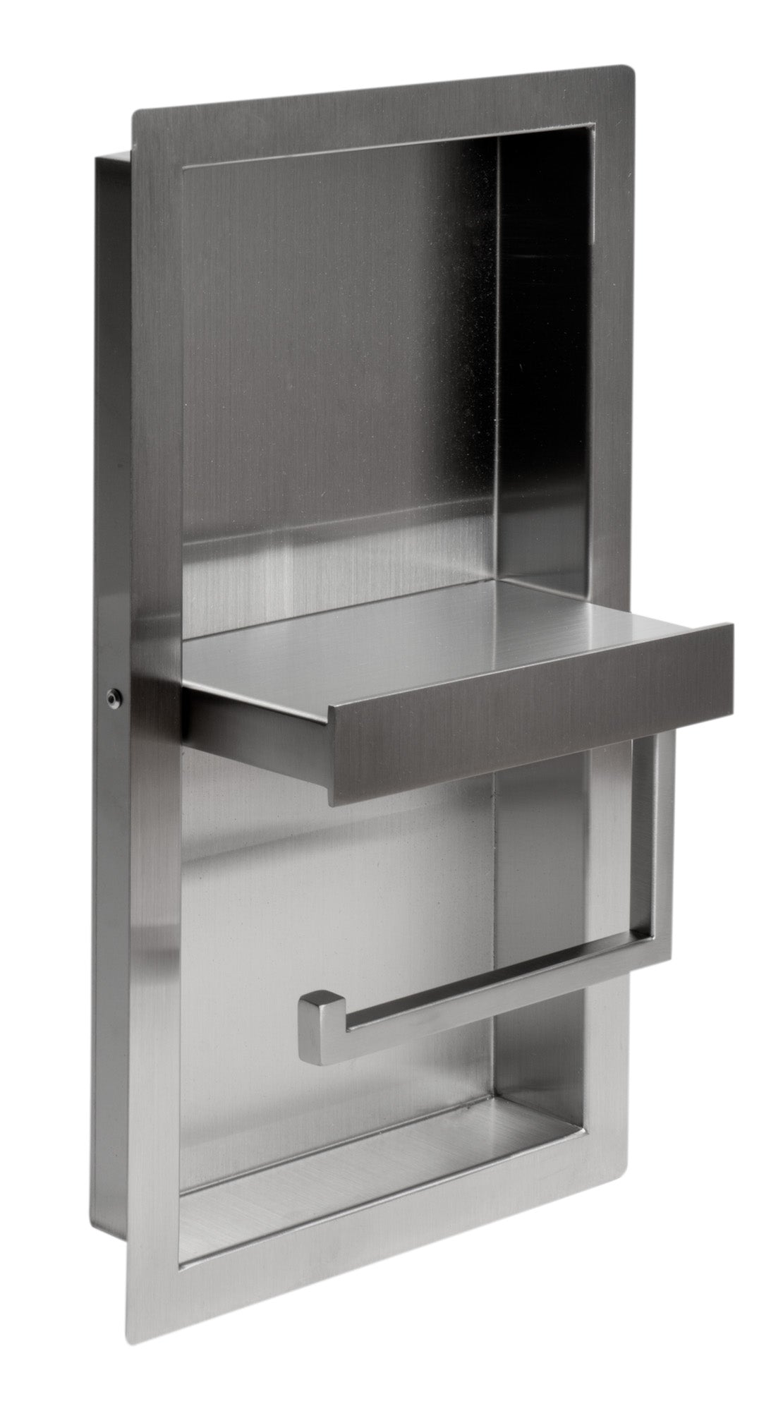 ALFI brand ABTPN88-BSS Brushed Stainless Steel Recessed Toilet Paper Holder Niche, 19 Gauge