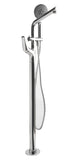 ALFI brand Brass, AB2758-PC Polished Chrome Floor Mounted Tub Filler + Mixer /w additional Hand Held Shower Head