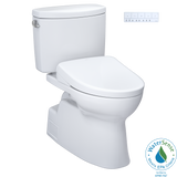 TOTO WASHLET+ Vespin II Two-Piece Elongated 1.28 GPF Toilet with Auto Flush WASHLET+ S7 Contemporary Bidet Seat, Cotton White, Vitreous China|Plastic, MW4744726CEFGA#01