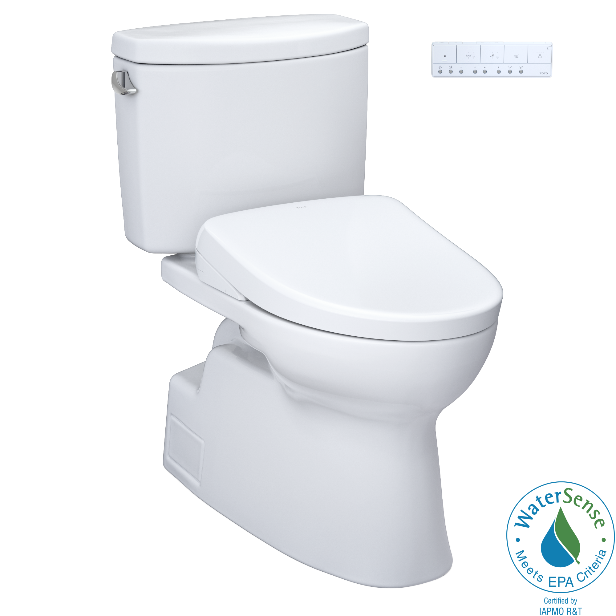 TOTO WASHLET+ Vespin II Two-Piece Elongated 1.28 GPF Toilet and WASHLET+ S7 Contemporary Bidet Seat, Cotton White, Vitreous China|Plastic, MW4744726CEFG#01