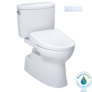 Alternate Image for TOTO WASHLET+ Vespin II Two-Piece Elongated 1.28 GPF Toilet with Auto Flush WASHLET+ S7A Contemporary Bidet Seat, Cotton White, Vitreous China|Plastic, MW4744736CEFGA#01