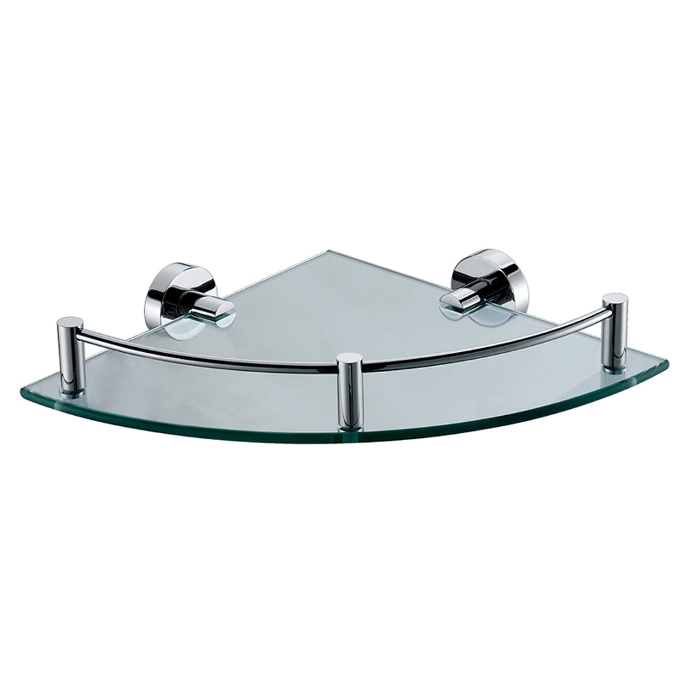 ALFI brand AB9546 Polished Chrome Corner Mounted Glass Shower Shelf Bathroom Accessory, Brass, Grey