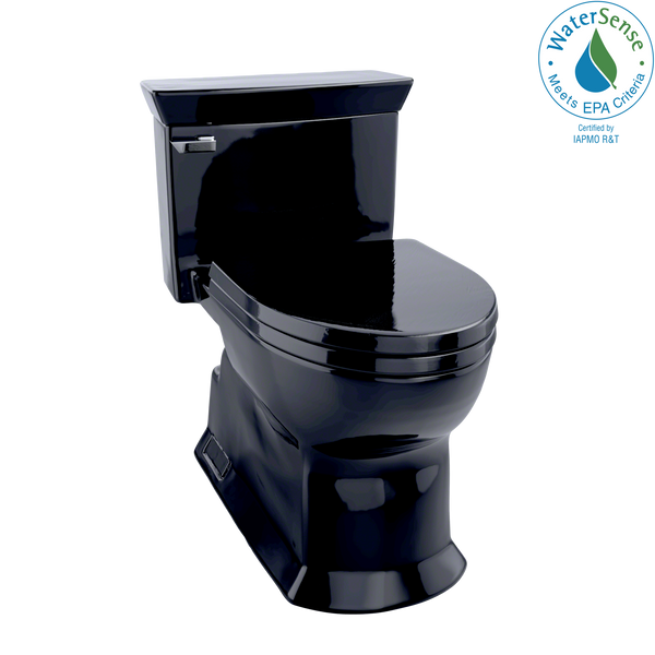 TOTO Eco Soire One-Piece Elongated 1.28 GPF Universal Height Skirted Toilet, Ebony Black, Vitreous China, MS964214CEF#51