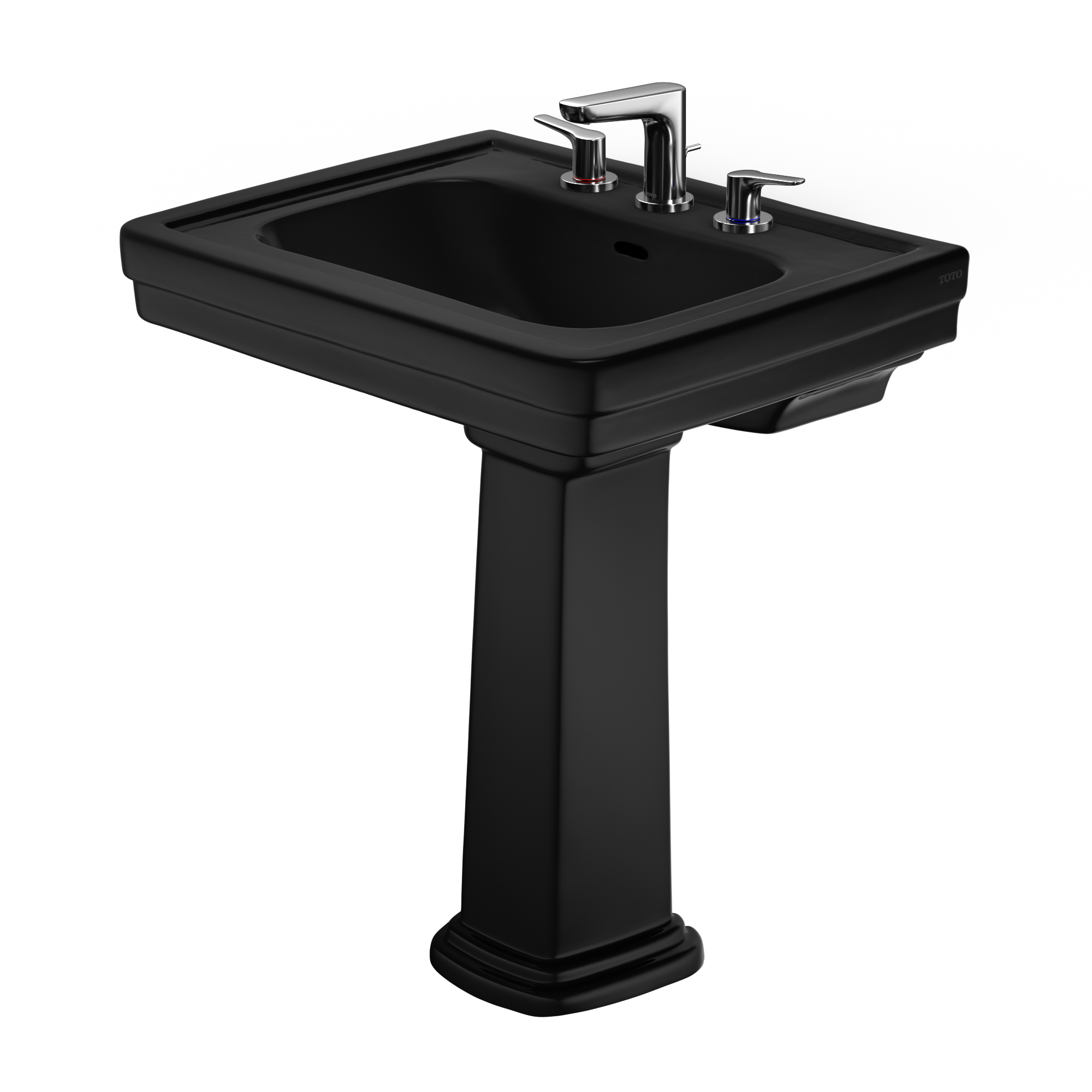 TOTO Promenade 27-1/2" x 22-1/4" Rectangular Pedestal Bathroom Sink for 8 inch Center Faucets, Ebony, Vitreous China, LPT530.8N#51