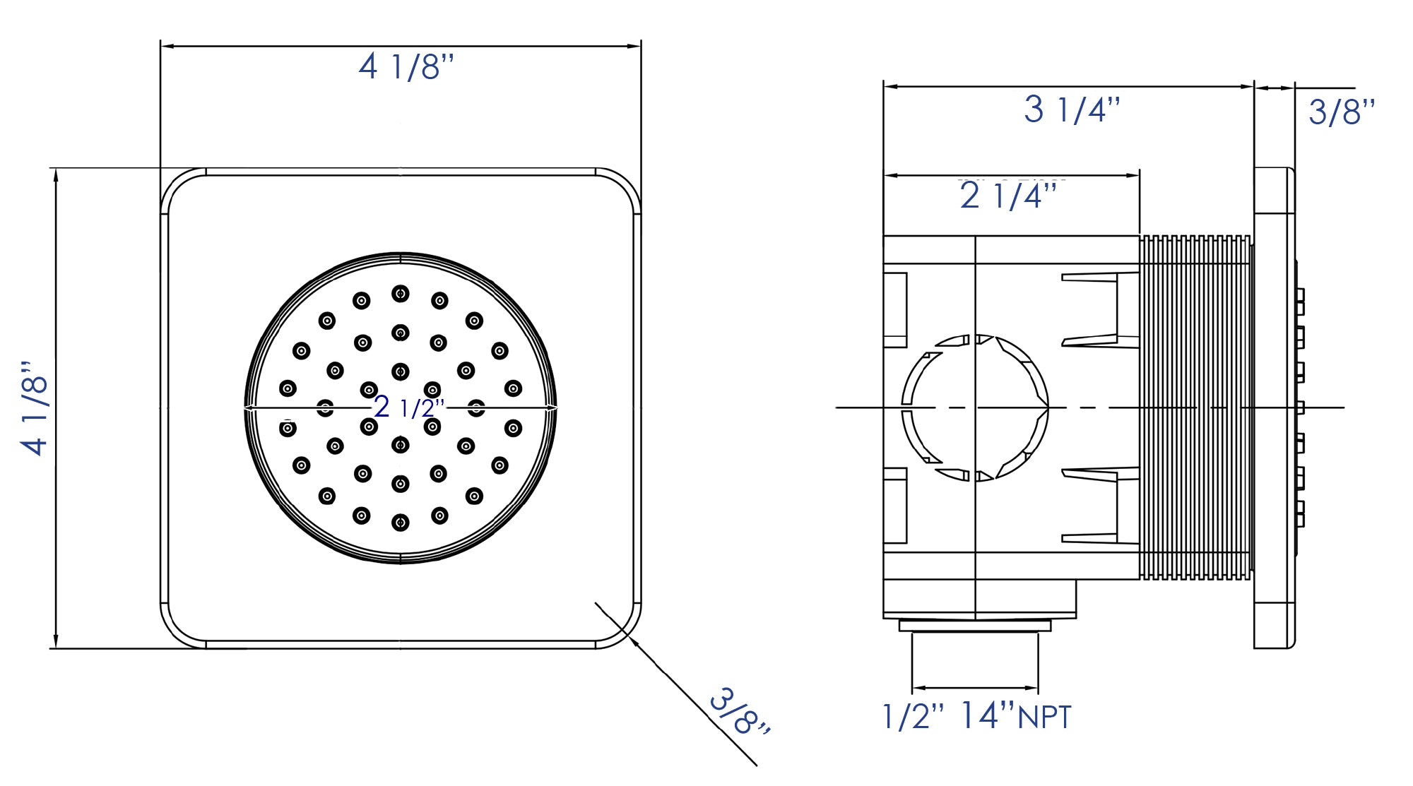 ALFI brand AB3801-BN Brushed Nickel Flush Mounted Shower Body Spray, Brass