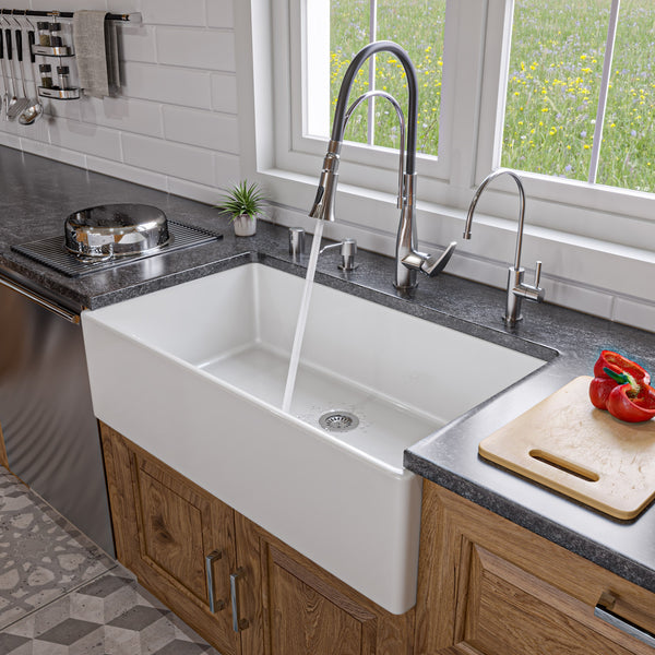 ALFI brand 36" Fireclay Farmhouse Sink, White, AB536-W