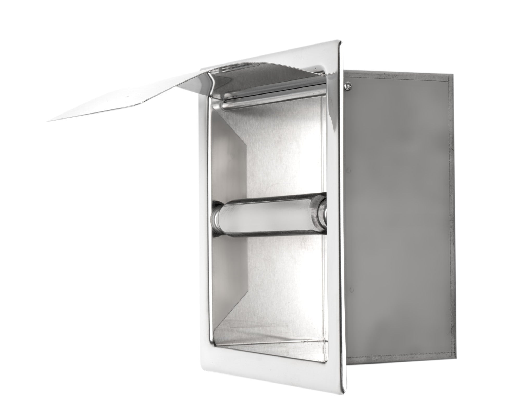 ALFI brand ABTP77-PSS Polished Stainless Steel Recessed Toilet Paper Holder with Cover, Chrome