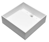 ALFI brand 15.13" x 15.13" Square Above Mount Resin Bathroom Sink, White Matte, No Faucet Hole, ABRS14S