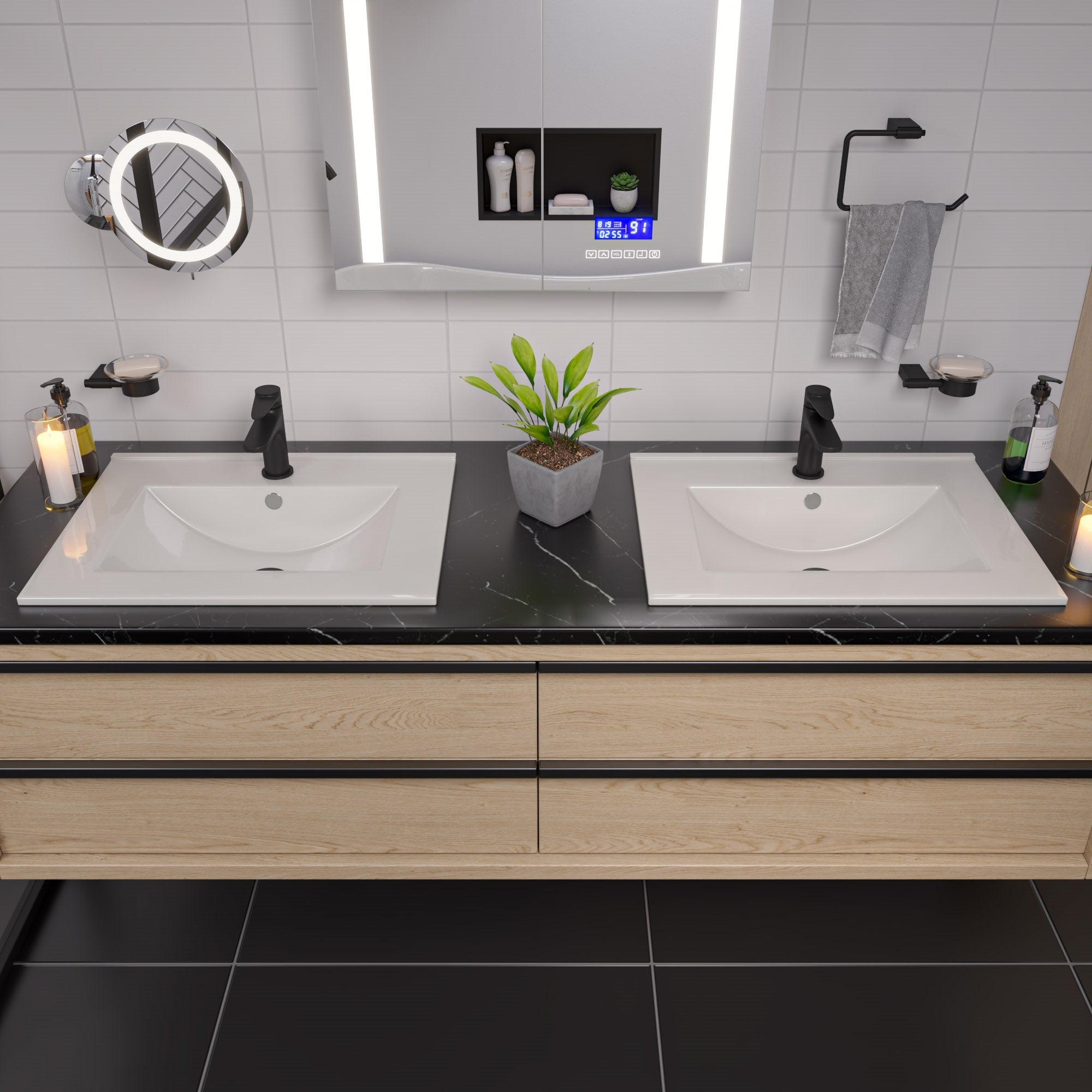ALFI brand 23.63" x 18.13" Rectangle Drop In Porcelain Bathroom Sink, White, 1 Faucet Hole, ABC803