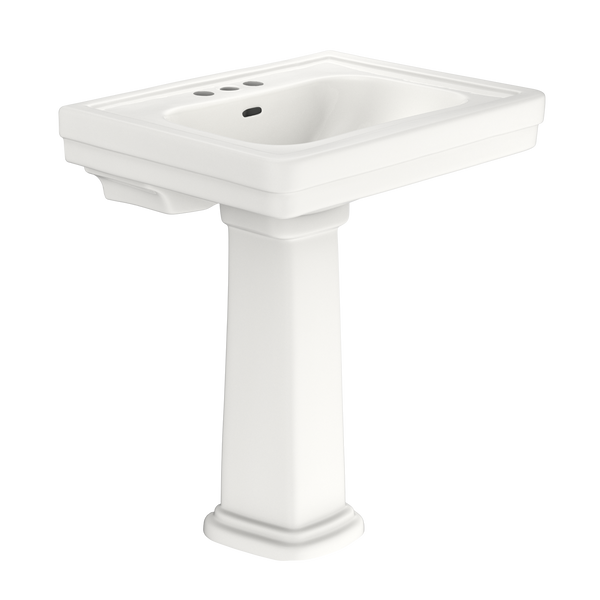 TOTO Promenade 27-1/2" x 22-1/4" Rectangular Pedestal Bathroom Sink for 4 inch Center Faucets, Colonial White, Vitreous China, LPT530.4N#11