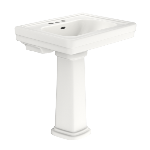 TOTO Promenade 27-1/2" x 22-1/4" Rectangular Pedestal Bathroom Sink for 4 inch Center Faucets, Colonial White, Vitreous China, LPT530.4N#11