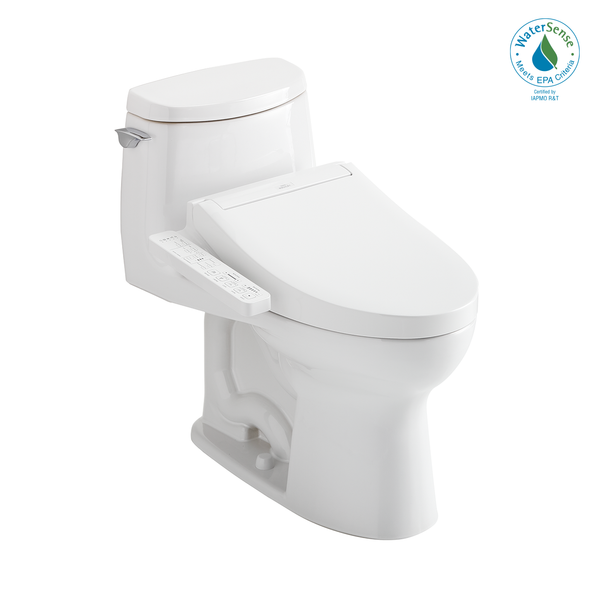 TOTO WASHLET+ UltraMax II 1G One-Piece Elongated 1.0 GPF Toilet and WASHLET+ C2 Bidet Seat, Cotton White, Vitreous China|Plastic, MW6043074CUFG#01