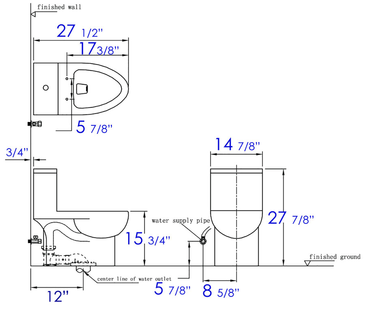 EAGO Porcelain, White, TB359 Dual Flush One Piece High Efficiency Low Flush Ceramic Toilet