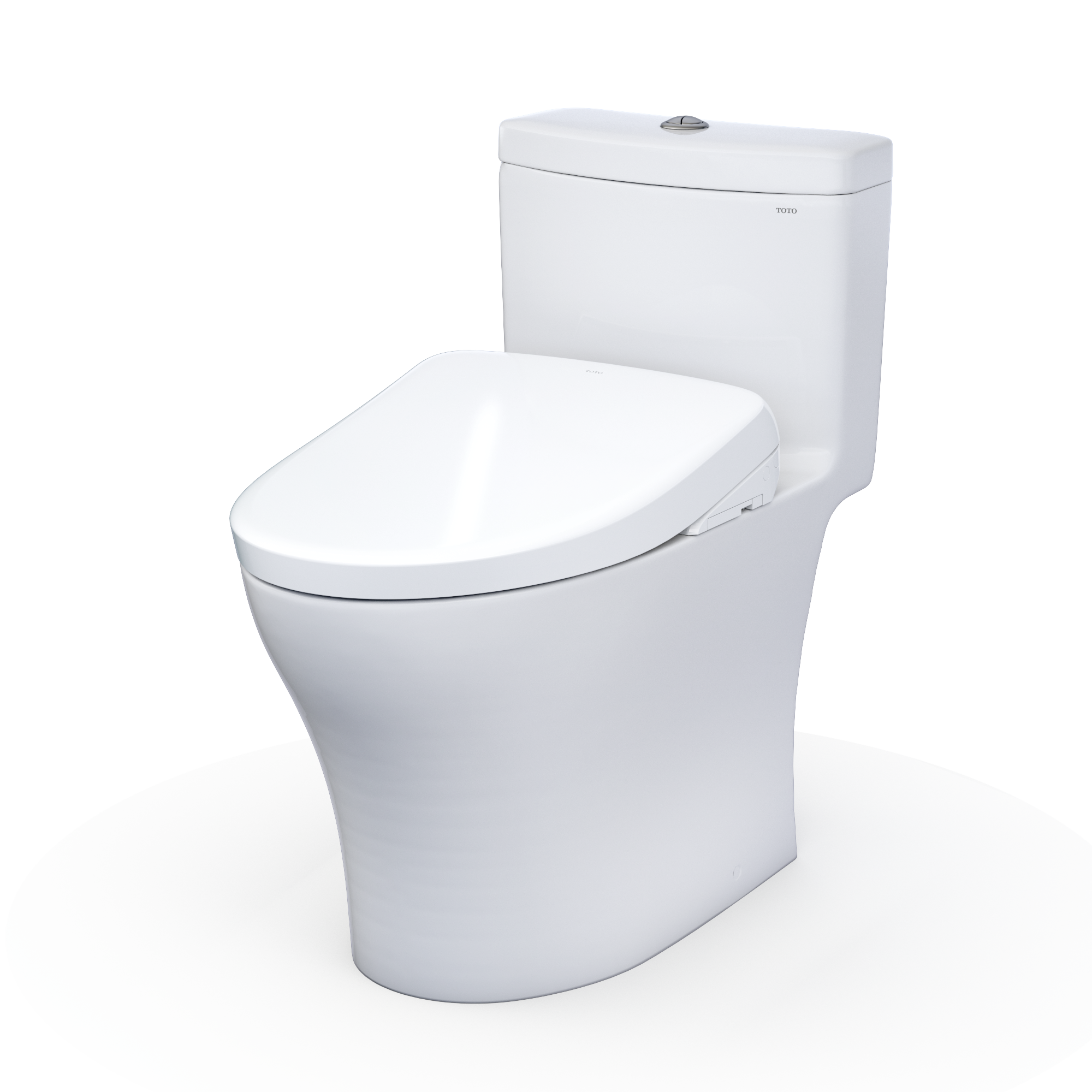 TOTO WASHLET+ Aquia IV One-Piece Elongated Dual Flush 1.28 and 0.9 GPF Toilet with Auto Flush S7A Contemporary Bidet Seat, Cotton White, Vitreous China|Plastic, MW6464736CEMFGNA#01