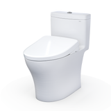 TOTO WASHLET+ Aquia IV One-Piece Elongated Dual Flush 1.28 and 0.9 GPF Toilet with Auto Flush S7A Contemporary Bidet Seat, Cotton White, Vitreous China|Plastic, MW6464736CEMFGNA#01