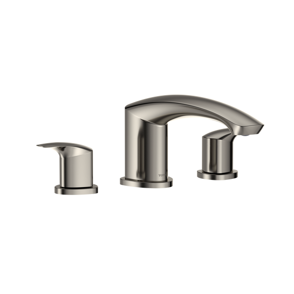 TOTO GM Two-Handle Deck-Mount Roman Tub Filler Trim, Polished Nickel, Brass, TBG09201U#PN