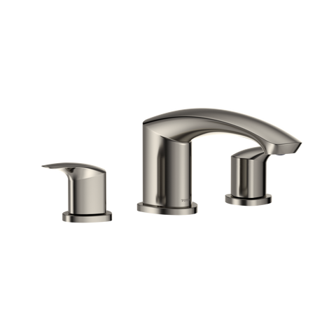 TOTO GM Two-Handle Deck-Mount Roman Tub Filler Trim, Polished Nickel, Brass, TBG09201U#PN