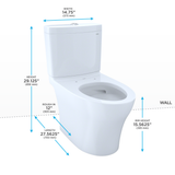 TOTO Aquia IV Two-Piece Elongated Dual Flush 1.28 and 0.9 GPF Skirted Toilet with CEFIONTECT, Cotton White, Vitreous China, CST446CEMGN#01