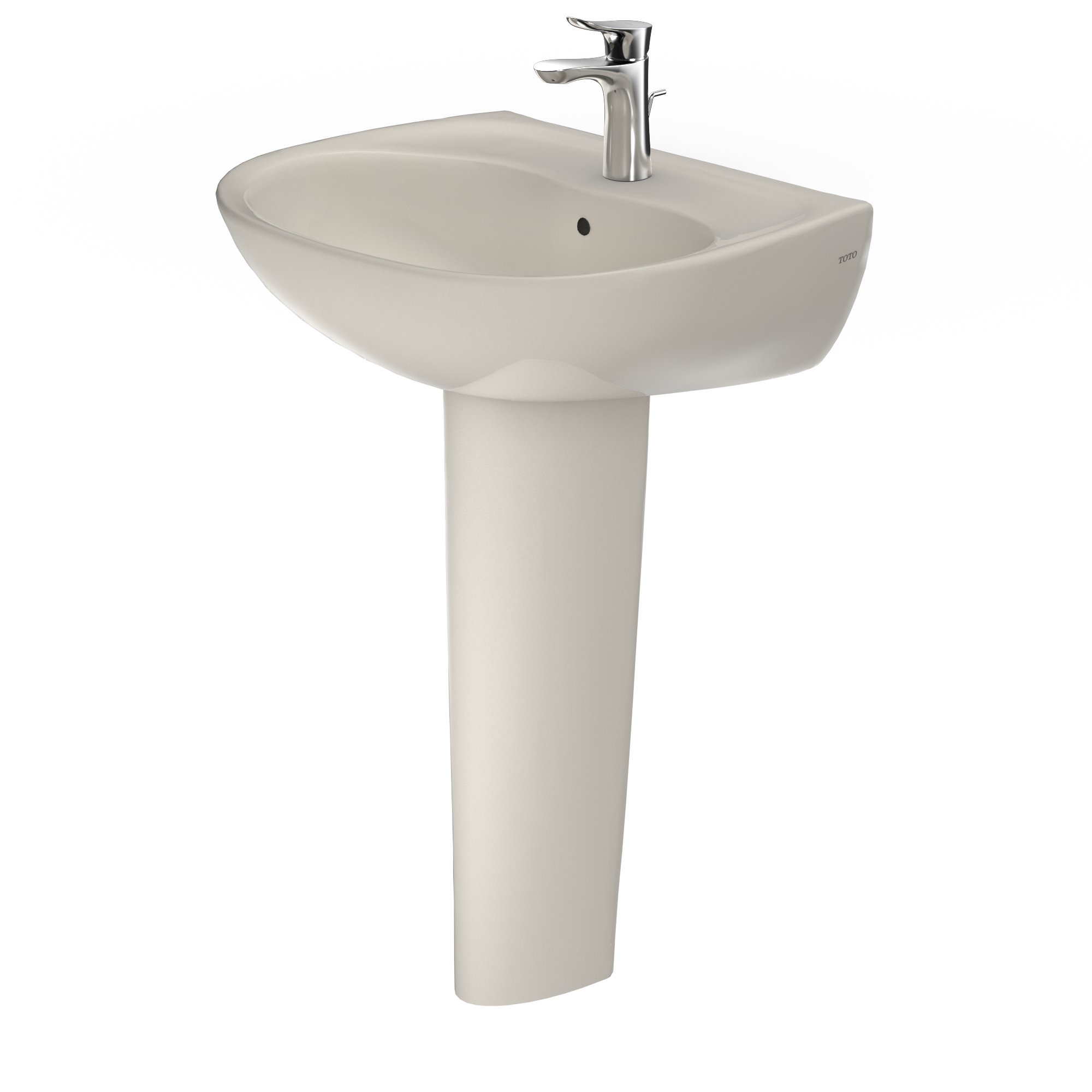 TOTO Supreme Oval Basin Pedestal Bathroom Sink with CeFiONtect for Single Hole Faucets, Sedona Beige, Vitreous China, LPT241G#12