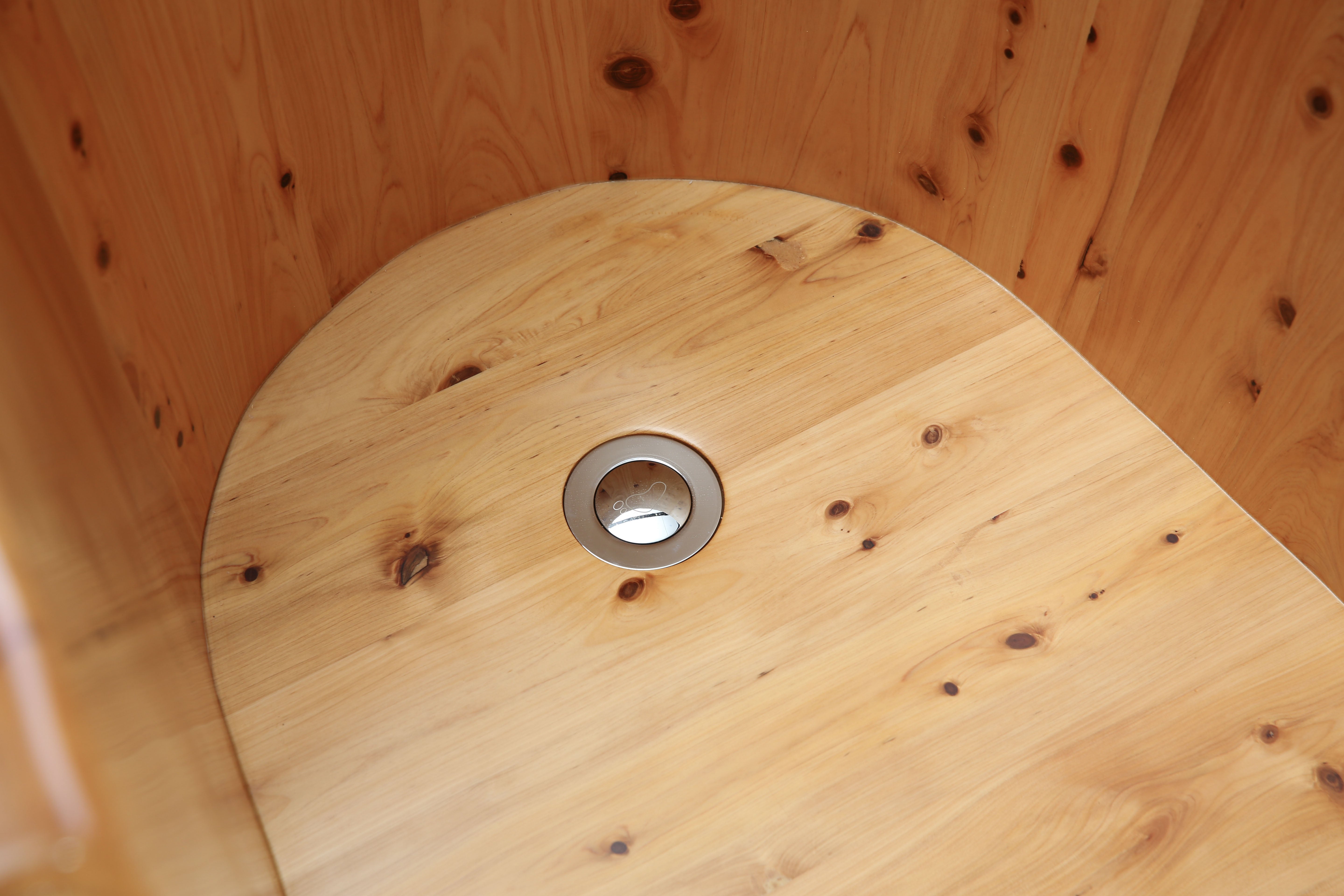 ALFI brand 61" Cedar Wood Free Standing Oval Bathtub with Chrome Tub Filler, Natural Wood, AB1136