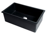 ALFI brand 30" Under Mount Fireclay Kitchen Sink, Black Matte, No Faucet Hole, AB3018UD-BM