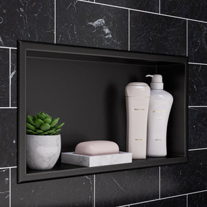 Alternate Image for ALFI brand ABNP2412-BB 24" x 12" Brushed Black PVD Stainless Steel Horizontal Single Shelf Shower Niche, 20 Gauge