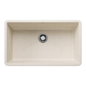 Alternate Image for Blanco Precis 32" Undermount Silgranit Kitchen Sink, Soft White, No Faucet Hole, 443084