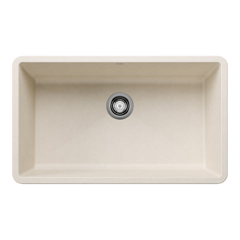 Blanco Precis 32" Undermount Silgranit Kitchen Sink, Soft White, No Faucet Hole, 443084