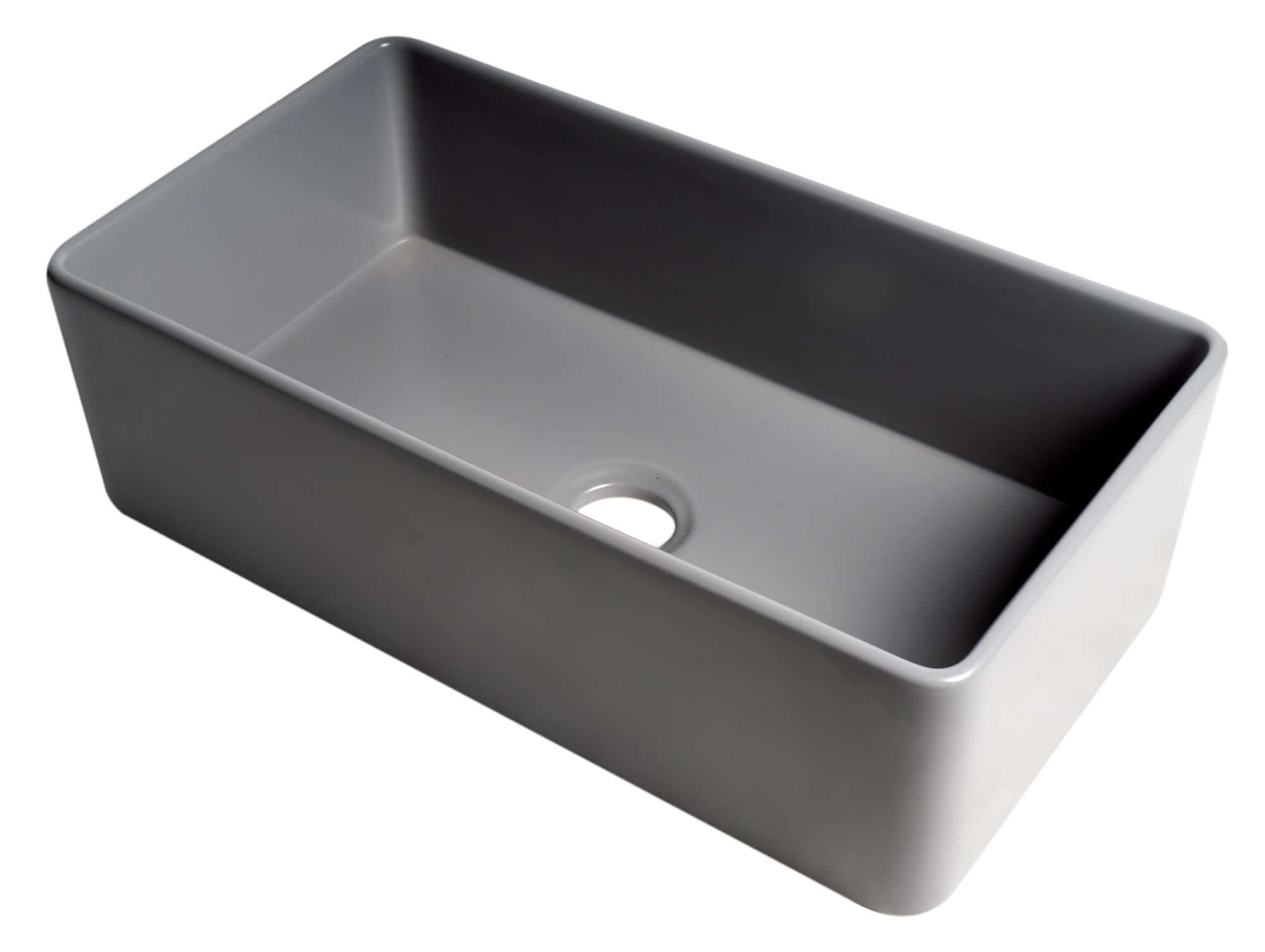 ALFI brand 33" Fireclay Farmhouse Sink, Gray Matte, No Faucet Hole, ABF3318S-GM