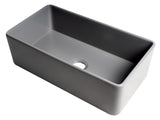 ALFI brand 33" Fireclay Farmhouse Sink, Gray Matte, No Faucet Hole, ABF3318S-GM