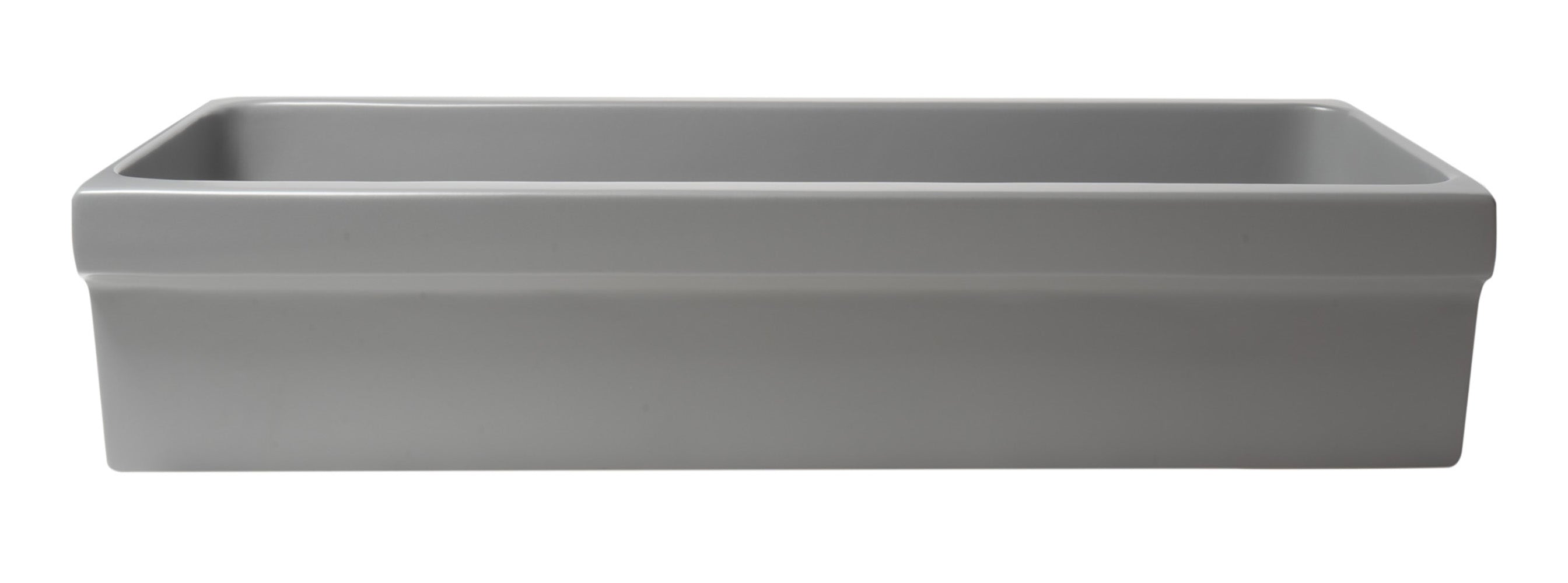 ALFI brand 35.5" x 17.75" Rectangle Above Mount or Semi Recessed Fireclay Bathroom Sink, Gray Matte, No Faucet Hole, AB36TRGM