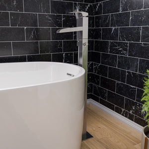 Alternate Image for ALFI brand Brass, AB2843-BN Brushed Nickel Single Hole Floor Mounted Waterfall Tub Filler