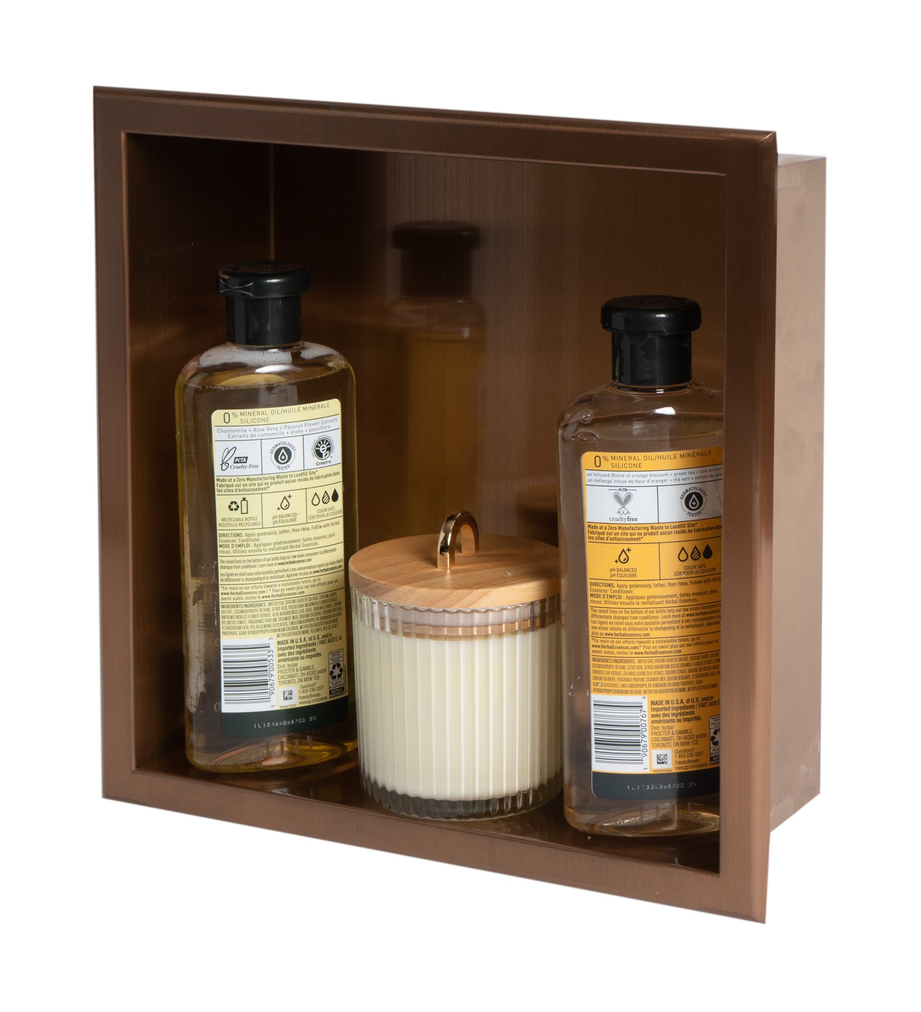 ALFI brand ABNP1212-BC 12" x 12" Brushed Copper PVD Stainless Steel Square Single Shelf Shower Niche, 20 Gauge