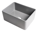 ALFI brand 24" Fireclay Farmhouse Sink, Gray Matte, No Faucet Hole, ABF2418-GM