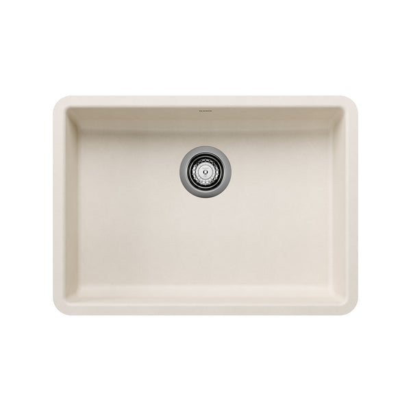 Blanco Precis 25" Undermount Silgranit Kitchen Sink, Soft White, No Faucet Hole, 443082