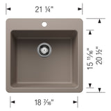 Blanco Liven 21" Dual Mount Silgranit Kitchen Sink, Truffle, 1 Faucet Hole, 443230