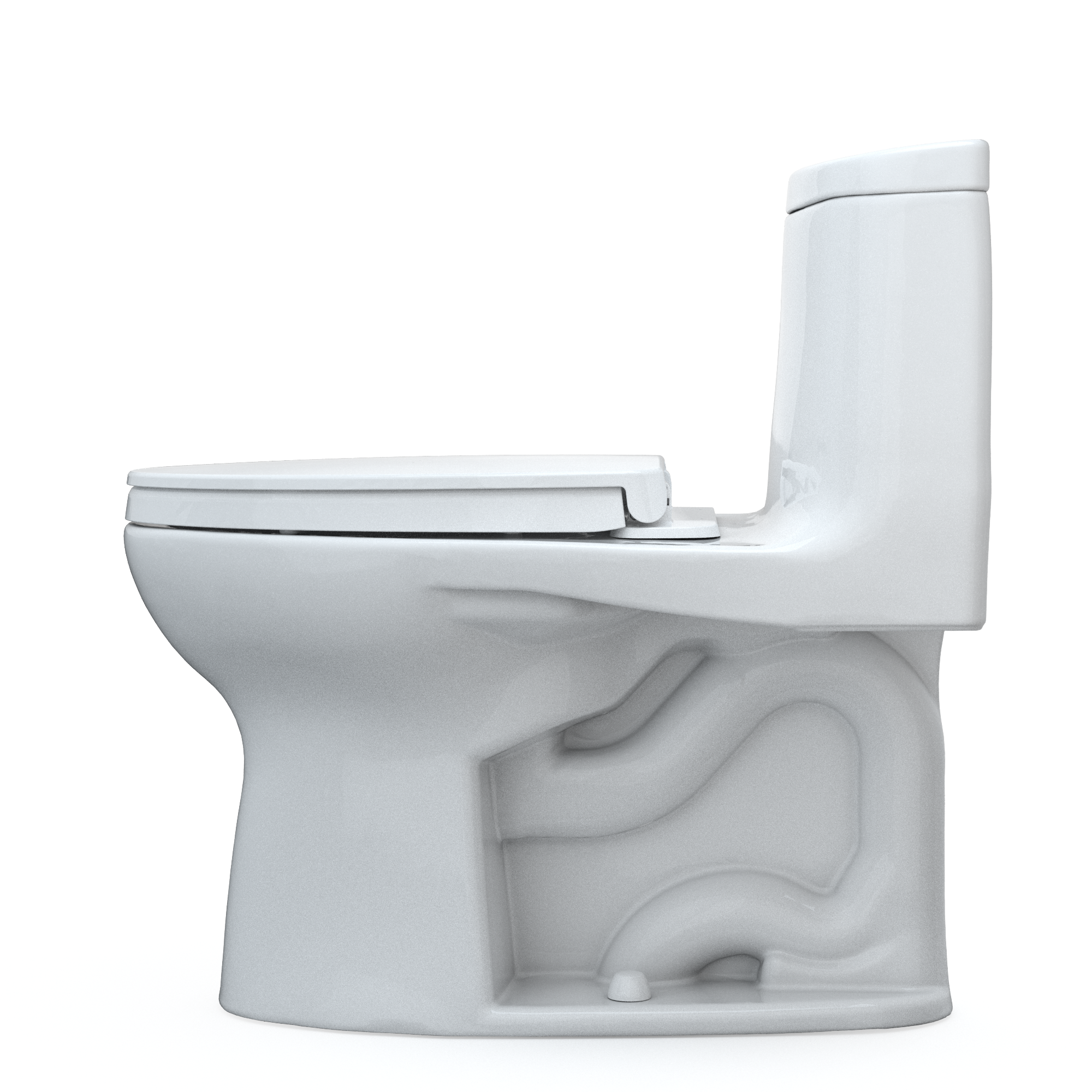 TOTO UltraMax II One-Piece Elongated 1.28 GPF Universal Height Toilet with CEFIONTECT and SS124 SoftClose Seat, WASHLET+ Ready, Cotton White, Vitreous China|Plastic, MS604124CEFG#01