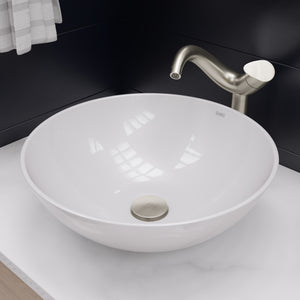 Alternate Image for Eago 17.88" x 17.88" Round Above Mount Porcelain Bathroom Sink, White, No Faucet Hole, BA351