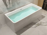 ALFI brand 59" Acrylic Free Standing Rectangle Soaking Bathtub, White, AB8858