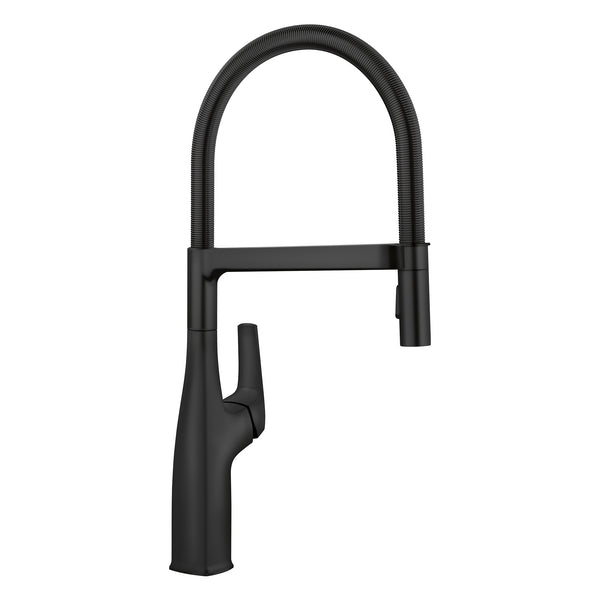 Blanco Rivana Semi-Pro Pull-Down Dual-Spray Kitchen Faucet, Matte Black, 1.5 GPM, Brass, 443019