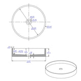 ALFI brand 16.75" x 16.75" Round Above Mount Concrete Bathroom Sink, Gray Matte, No Faucet Hole, ABCO17R