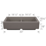 Blanco Vintera 33" Silgranit Farmhouse Sink, 50/50 Double Bowl, Volcano Gray, No Faucet Hole, 527418