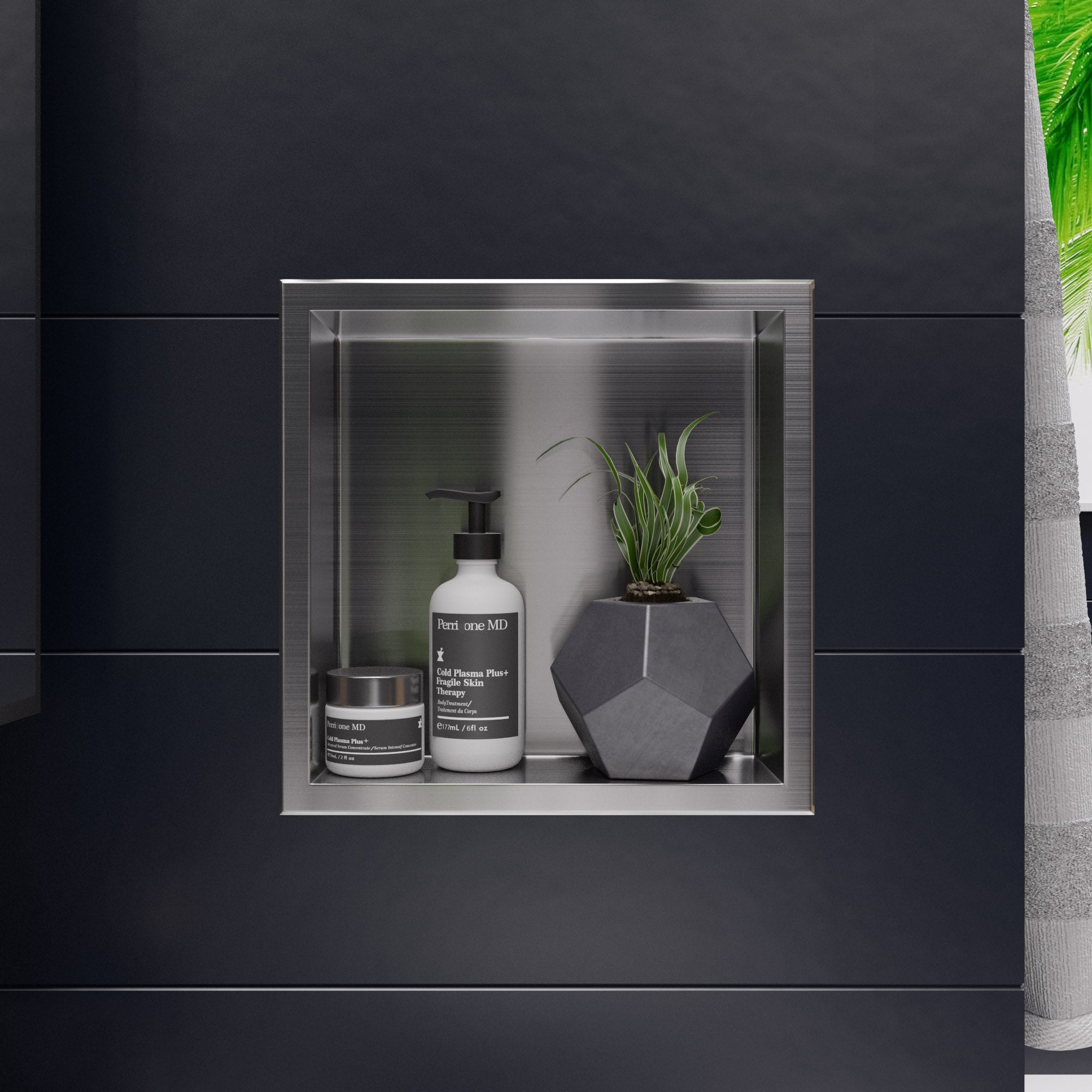ALFI brand ABN1212-BSS 12 x 12 Brushed Stainless Steel Square Single Shelf Bath Shower Niche, 20 Gauge