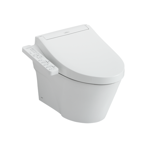 TOTO WASHLET+ AP Wall-Hung Elongated Toilet and WASHLET C2 and DuoFit In-Wall 0.9 and 1.28 GPF Dual-Flush Tank System, Matte Silver, Vitreous China|Plastic, CWT4263074CMFG#MS