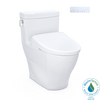 TOTO WASHLET+ Legato One-Piece Elongated 1.28 GPF Toilet and Contemporary WASHLET S7A Contemporary Bidet Seat, Cotton White, Vitreous China|Plastic, MW6244736CEFG#01