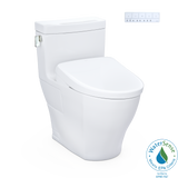 TOTO WASHLET+ Legato One-Piece Elongated 1.28 GPF Toilet with Auto Flush S7A Contemporary Bidet Seat, Cotton White, Vitreous China|Plastic, MW6244736CEFGA#01