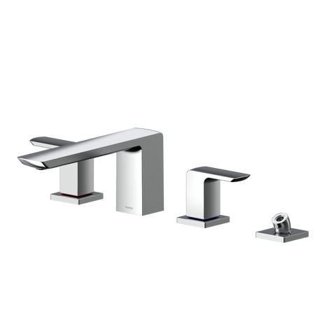 TOTO GR Two-Handle Deck-Mount Roman Tub Filler Trim with Handshower, Polished Chrome, Brass, TBG02202U#CP