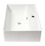 ALFI brand 23.38" x 15.75" Rectangle Above Mount Porcelain Bathroom Sink, White, 1 Faucet Hole, ABC901-W