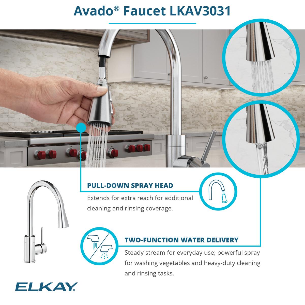 Elkay Crosstown 23" Undermount Stainless Steel Kitchen Sink with Faucet, Polished Satin, 18 Gauge, ECTRU21179TFCBC